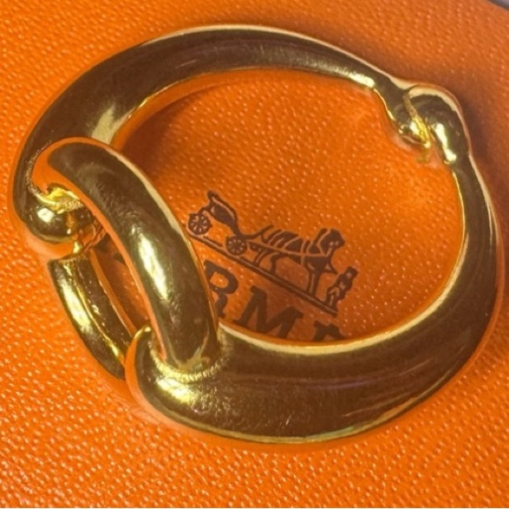 Hermès Horsebit Filet d’Or Scarf Ring Gold Plated 05 Rare Slide W Box Authentic - Picture 11 of 11